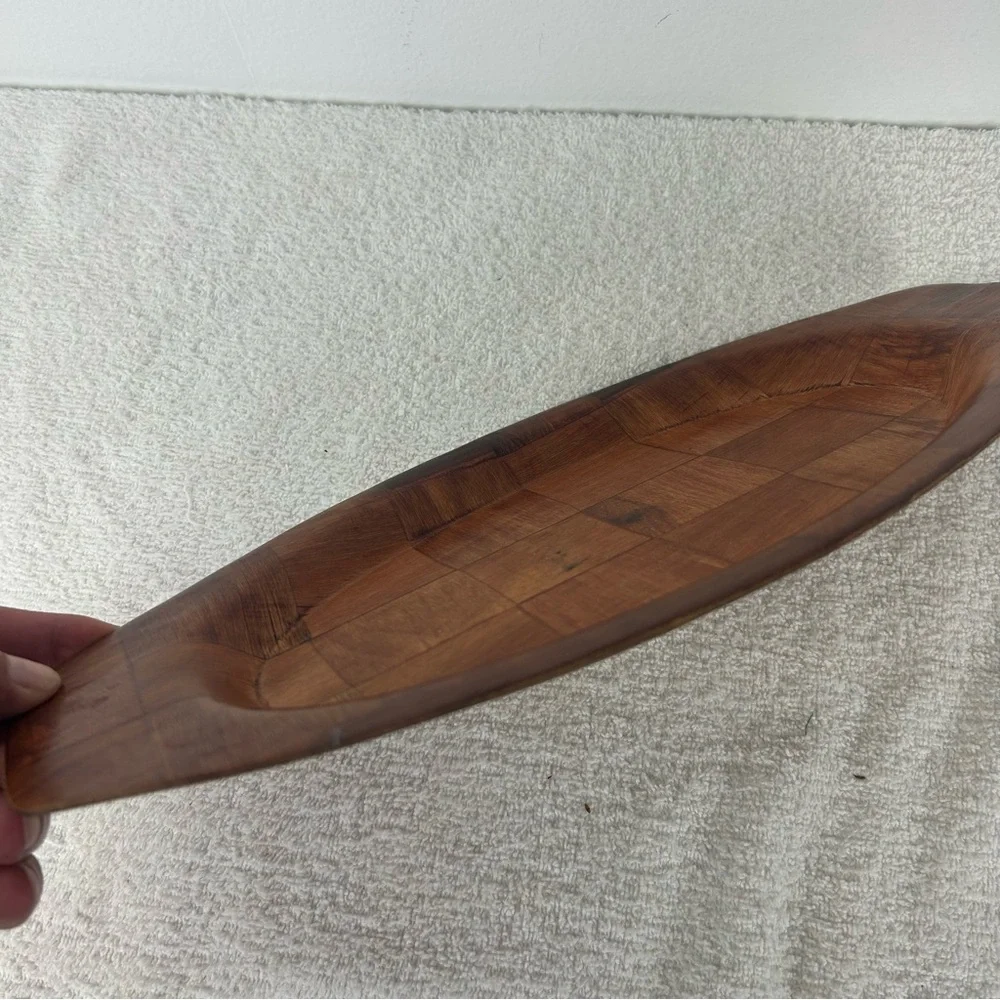 VTG Pressed wood tray featuring a distinct checkerboard parquet pattern